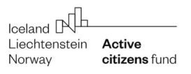 Logo for Active Citizens Fund with a stylized skyline next to the words Iceland, Liechtenstein, Norway.