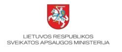 Logo of the Lithuanian Ministry of Health, with the state emblem above the ministry name in Lithuanian.
