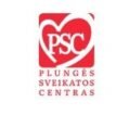 PSC Plungės Sveikatos Centras logo with red heart emblem and Lithuanian text beneath