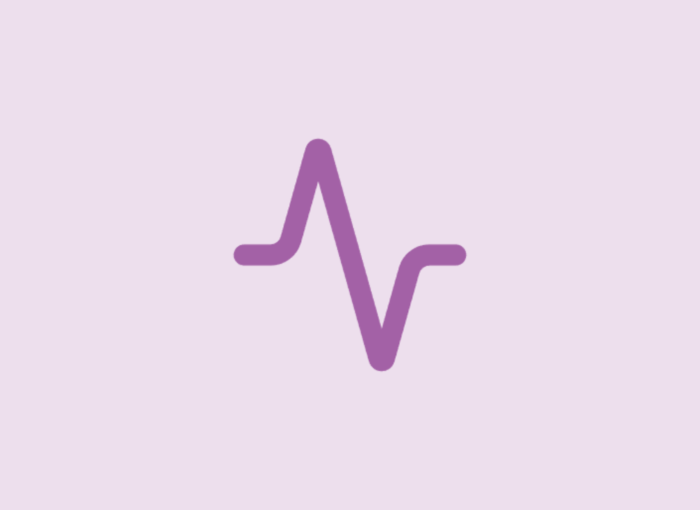 Purple stylized heartbeat line forming a peak on a pale lavender background.