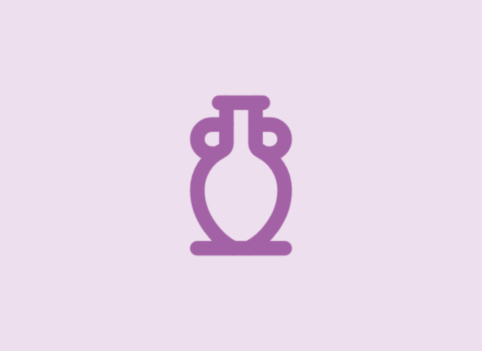 Abstract purple ring logo centered on a pale pink background.