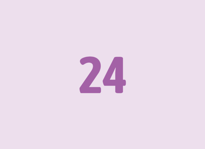 Bold purple number 24 centered on a pale lavender background.