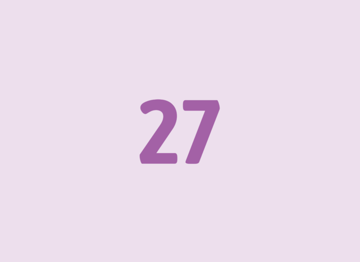 Large purple 27 centered on a pale lavender background.