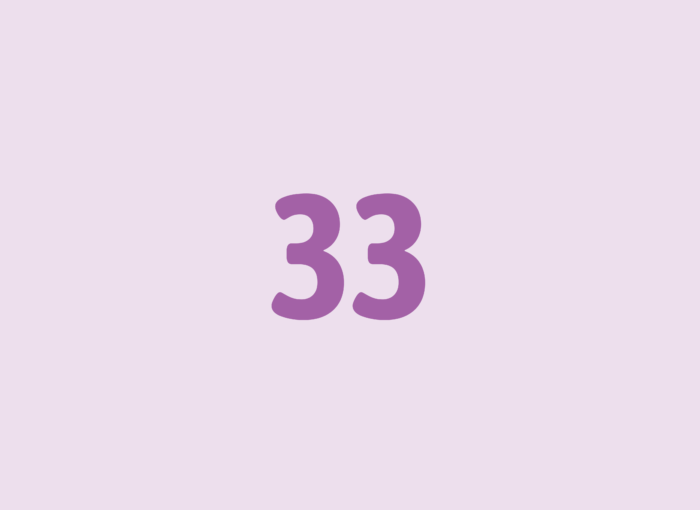 Large purple number 33 centered on a pale lavender background