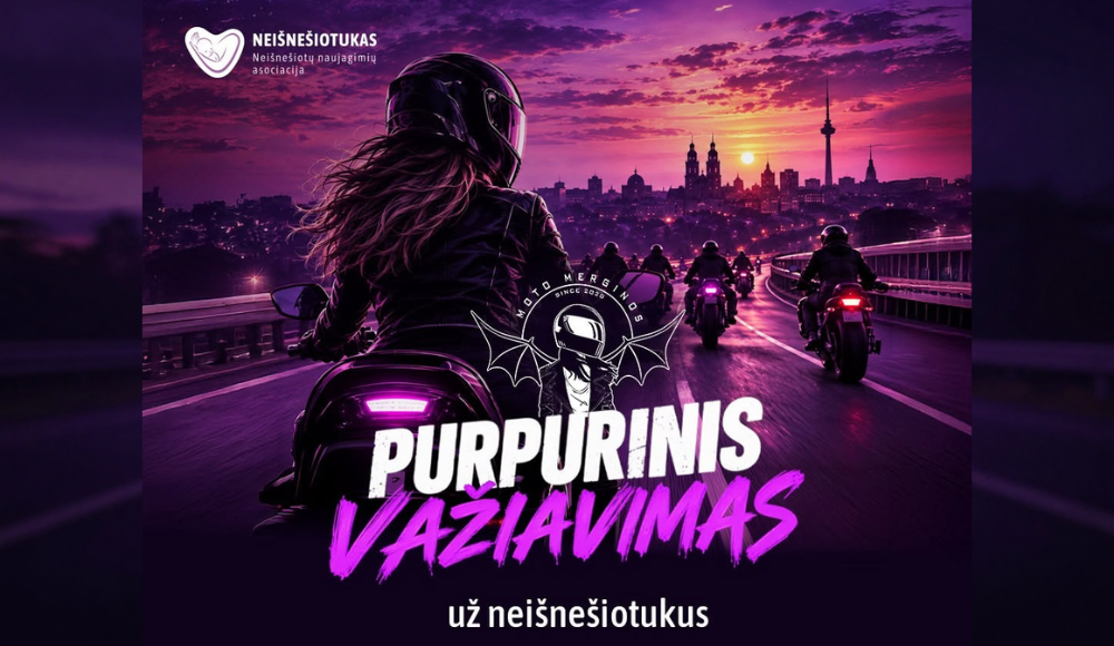 „Purpurinis važiavimas už neišnešiotukus“ – motociklininkų važiavimo iniciatyvos vizualas