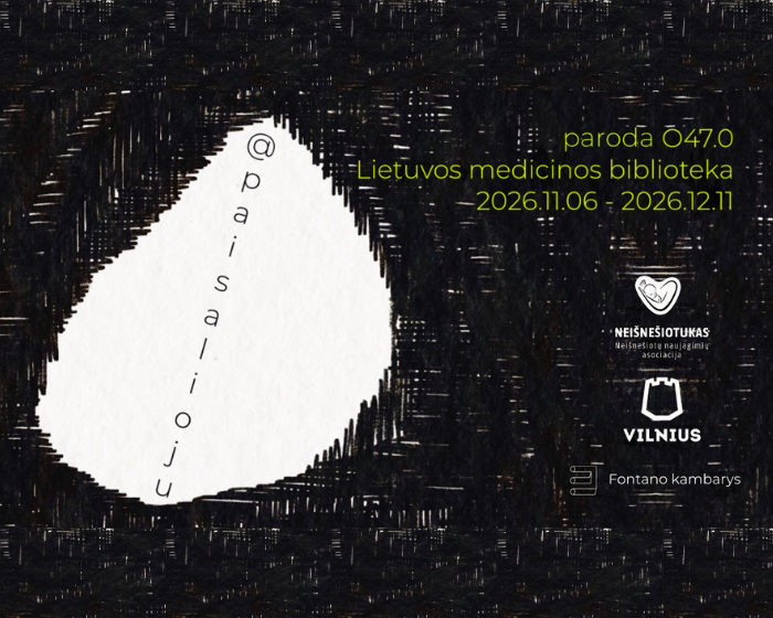 Parodos „0470“ plakatas. Paroda vyksta Lietuvos medicinos bibliotekoje Vilniuje 2026 m. lapkričio 6 d. – gruodžio 11 d.