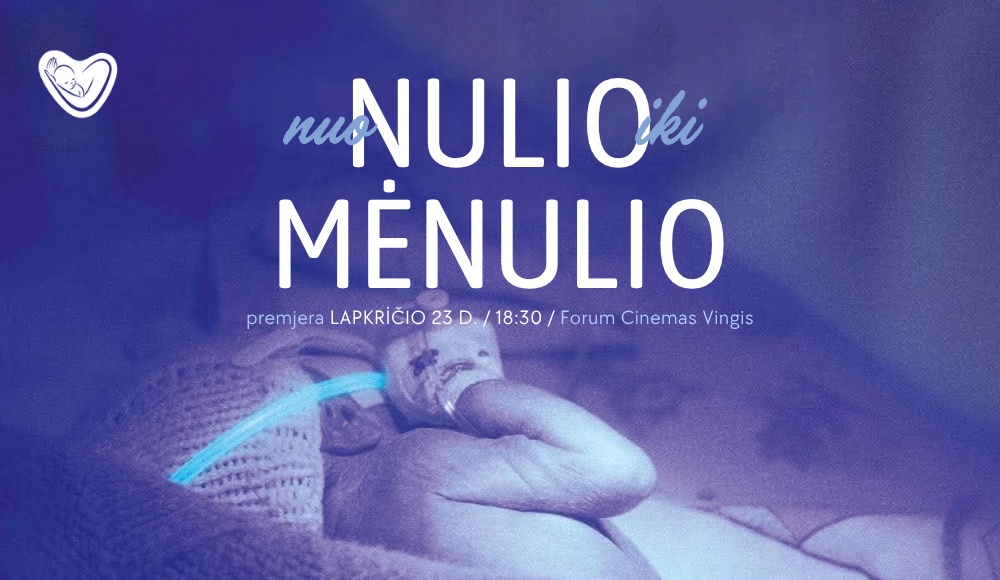 Filmo „Nuo nulio iki Mėnulio“ premjeros plakatas su neišnešiotu naujagimiu. Premjera lapkričio 23 d. 18.30 val. kino teatre „Forum Cinemas Vingis“ Vilniuje.