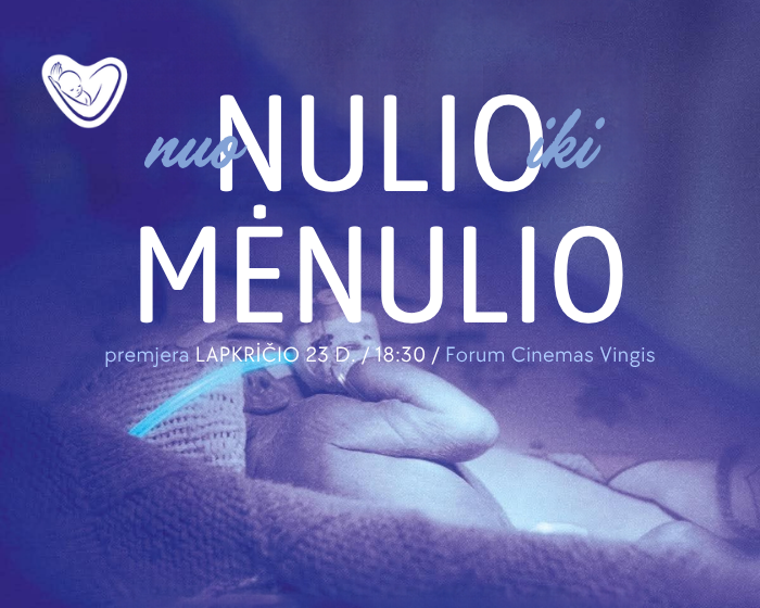 Filmo „Nuo nulio iki Mėnulio“ premjeros plakatas su neišnešiotu naujagimiu. Premjera lapkričio 23 d. 18.30 val. kino teatre „Forum Cinemas Vingis“ Vilniuje.